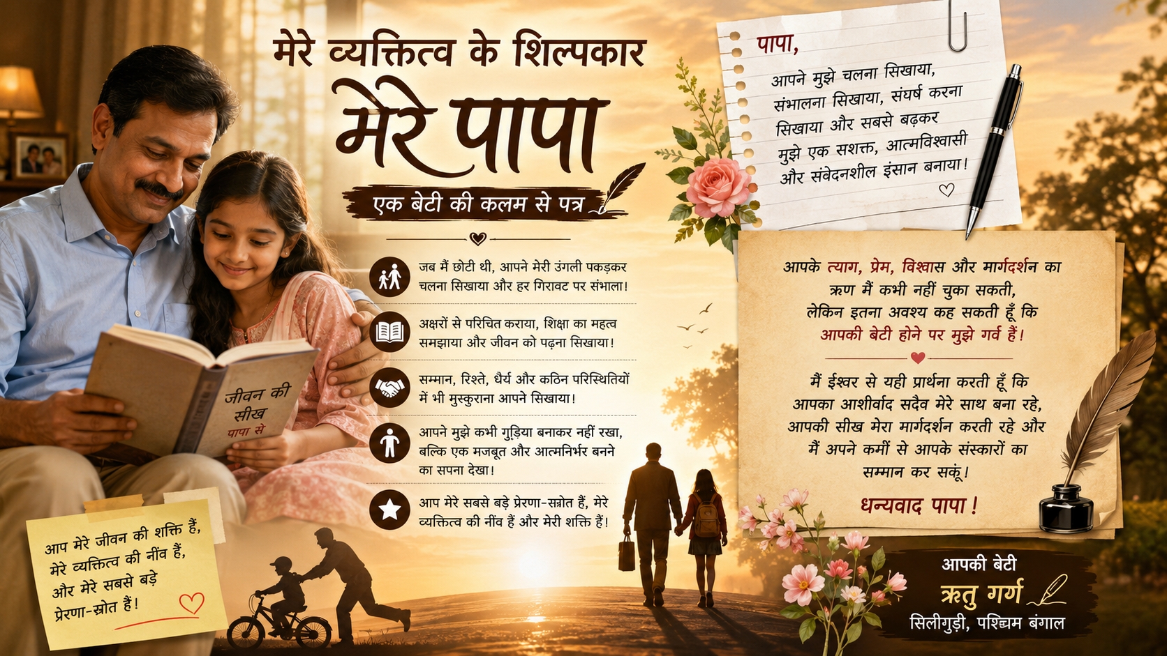 मेरे व्यक्तित्व के शिल्पकार मेरे पापा